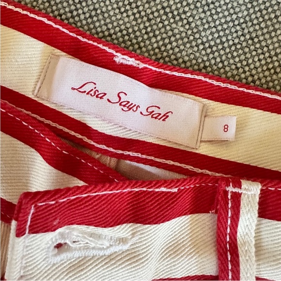 Lisa Says Gah Shiloh Red and Cream Striped Shorts Size 8 - Picture 2 of 6